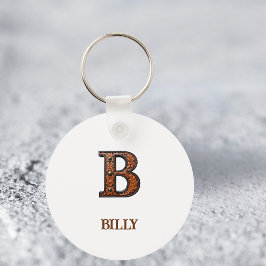 Västerländsk präglad läderinitial monogram B Nyckelring