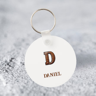 Västerländsk präglad läderinitial monogram D Nyckelring