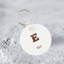 Västerländsk präglad läderinitial monogram E Nyckelring