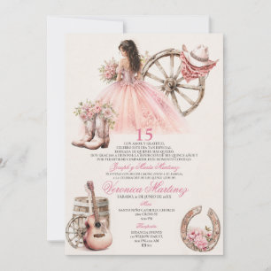 Västerländsk Quinceañera Charra XV År Prinsessa Inbjudningar