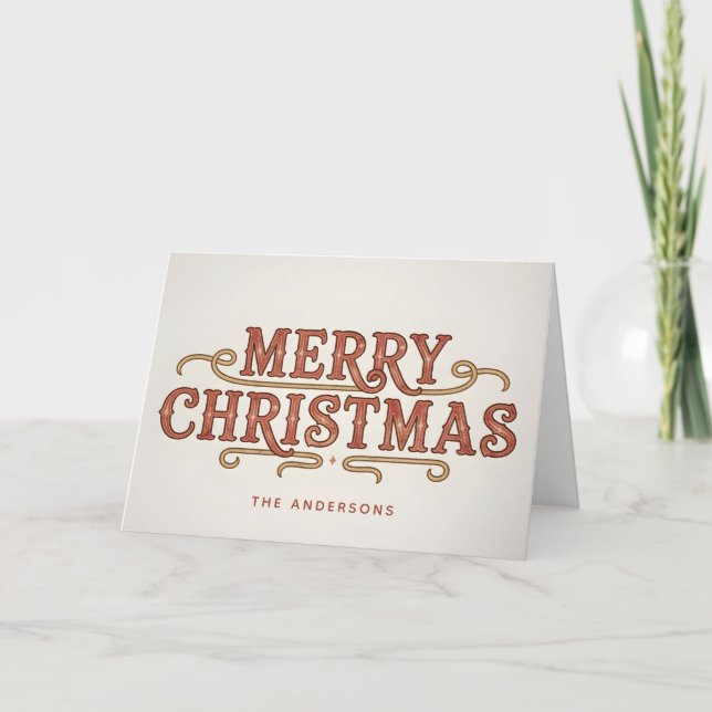Västerländsk Retro-manus God Jul Helgkort (Framsida)