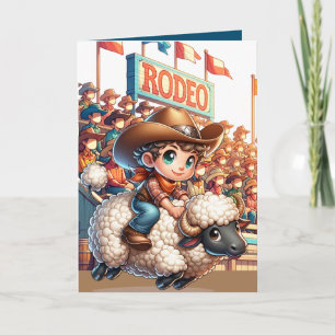 Västerländsk Rodeo Cowboy Fårryttning sed Kort