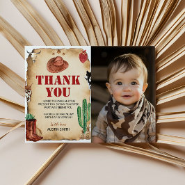 Västerländsk Rodeo Cowboy Födelsedagsfoto Tackkort Tack Kort