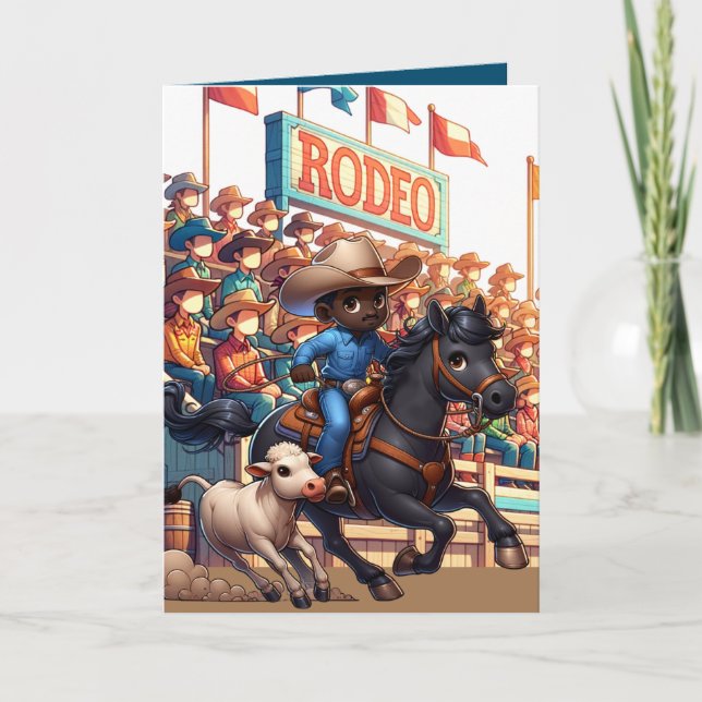 Västerländsk Rodeo Cowboy Kalvrepning Anpassad Kort (Framsida)