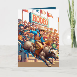 Västerländsk Rodeo Cowboy Tjurridning Anpassad Kort