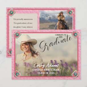Västerländsk Rosa Cowgirl Foto Examensbevis Annons Meddelande