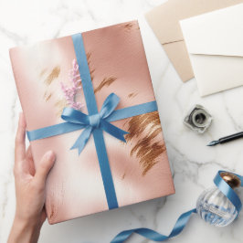 Västerländsk rosablommig rosa falsk ko-hud bröllop presentpapper