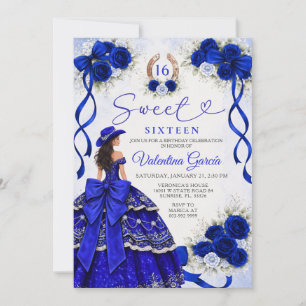 Västerländsk Royal Blue Prinsessa Sweet Sixteen Fö Inbjudningar