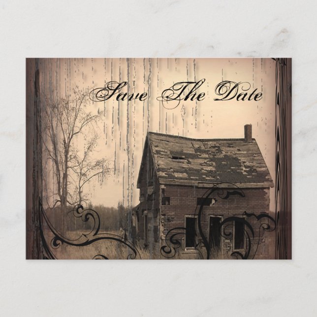 Västerländsk rustik lantlig bröllopsfirande save t meddelande vykort (Framsida)