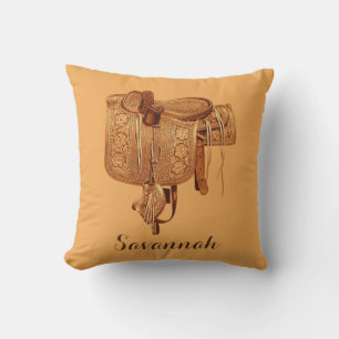Västerländsk, sadel, cowgirl, häst ridning, mors d kudde