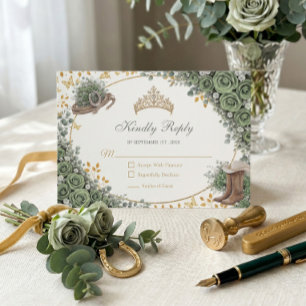 Västerländsk Sage Grön Ros Guld Land Quinceañera OSA Kort