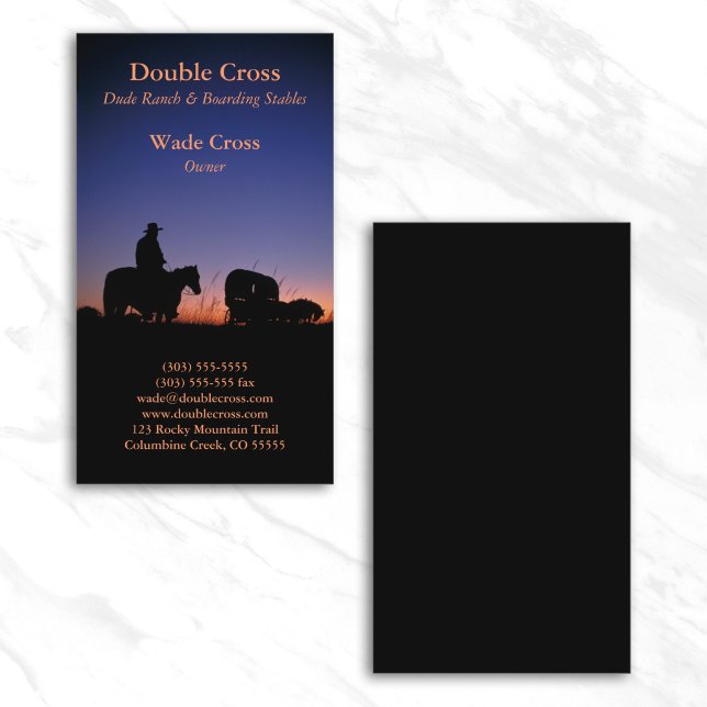 Västerländsk solnedgång foto dude ranch visitkort (Western Sunset Photo Dude Ranch Business Card)