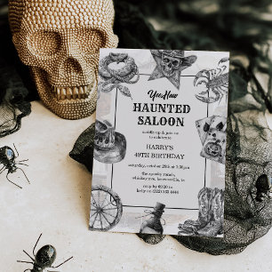 Västerländsk spökbar Halloween-födelsedag Inbjudningar