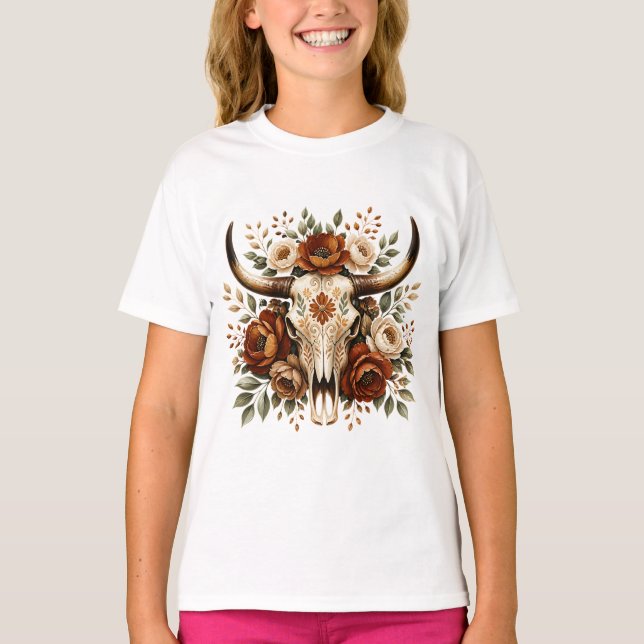 Västerländsk tjur skalle t shirt (Framsida)