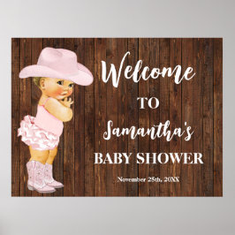 Västerländsk Välkommen Liten Rosa Cowgirl Baby Sho Poster