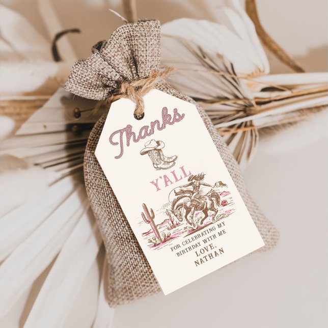 Västerländsk Vintage Rodeostövlar Presentkort Presentetikett (Skapare uppladdad)