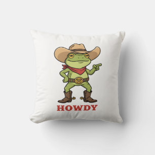 Västerländsk Yeehaw Groda Howdy Groda Rolig Cowboy Kudde