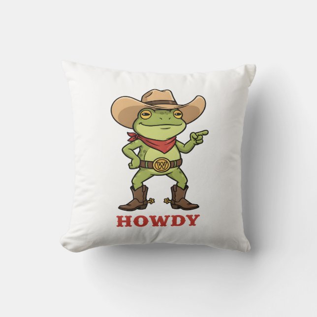 Västerländsk Yeehaw Groda Howdy Groda Rolig Cowboy Kudde (Framsida)