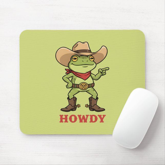 Västerländsk Yeehaw Groda Howdy Groda Rolig Cowboy Musmatta (Med mus)