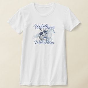 Västerländska blommor hästar t shirt