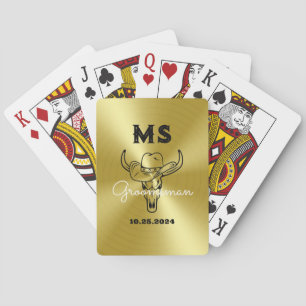 Västerländska country cowboy bröllopsmonogram brud casinokort