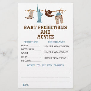 Västerländska Cowboy Baby Shower Råd och Förutsäge Flygblad