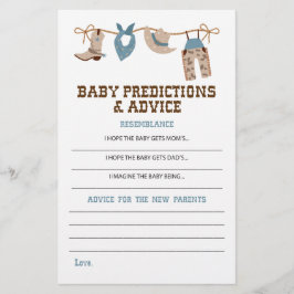 Västerländska Cowboy Baby Shower Råd och Förutsäge Flygblad