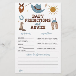 Västerländska Cowboy Baby Shower Råd och Förutsäge Flygblad