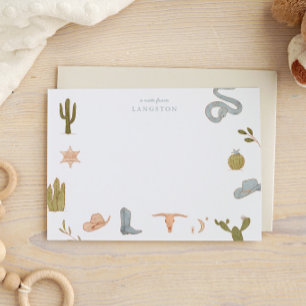 Västerländska Cowboy Blå Barn Anteckningskort