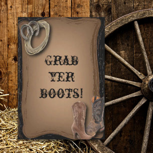 västerländska cowboy boots bröllop inbjudningar