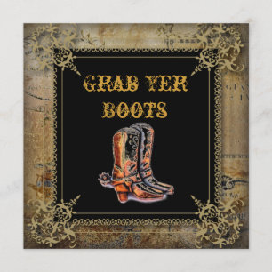 västerländska cowboy boots bröllop inbjudningar