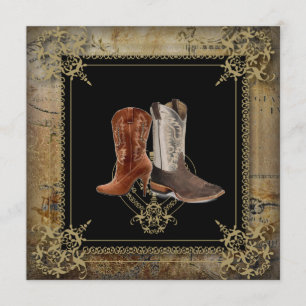 västerländska cowboy boots bröllop inbjudningar