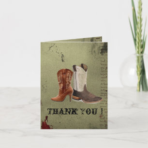 västerländska cowboy boots bröllop tack kort
