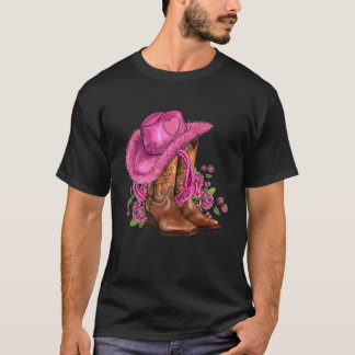 Västerländska Cowboy-stövlar Cowgirl-hatt och roso T Shirt