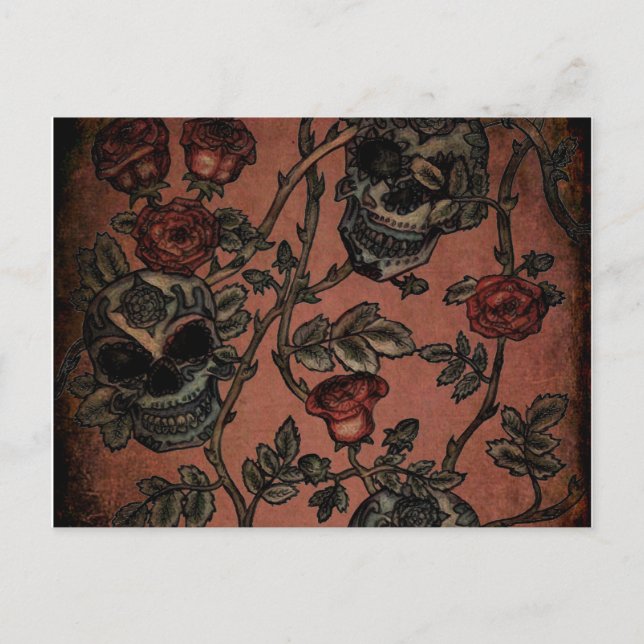 Västerländska Döskallar av socker och Rosor vykort (Framsida)