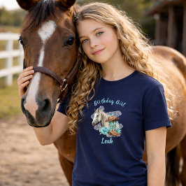 Västerländska hästblommor födelsedag - Marinblå T Shirt