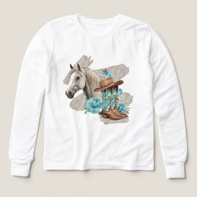 Västerländska hästflickor t shirt (Design framsida)