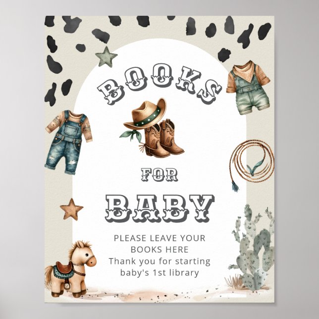 Västerländska Howdy Cowboy Baby Shower Böcker för  Poster (Framsidan)