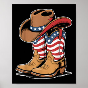 Västerländska patriotiska amerikanska flagg cowboy poster