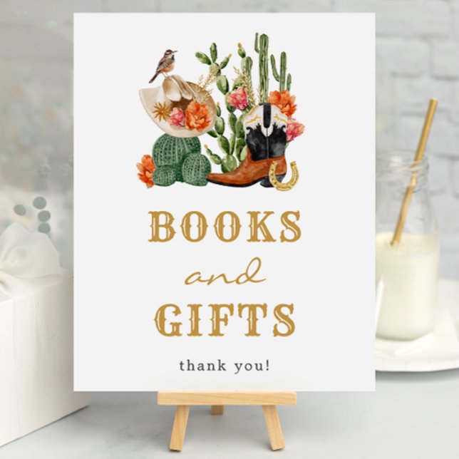 Västerländska presentgåvor för bebisar poster (Western Boho Baby Shower Books and Gifts Poster by Painted Paperie
)