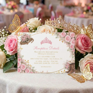 Västerländska rosa rosor Guld Land Quinceañera Tilläggskort
