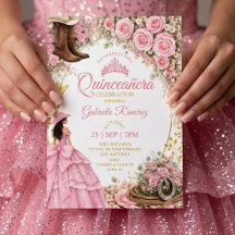 Västerländska stövlar Rosa rosor Gyllene Quinceañe