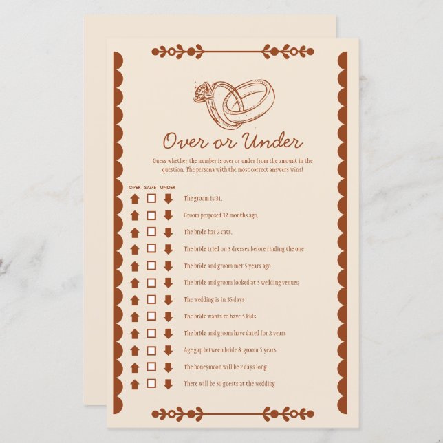 Västerländskt land Över eller Under Bröllopsspel (Fram/baksida)