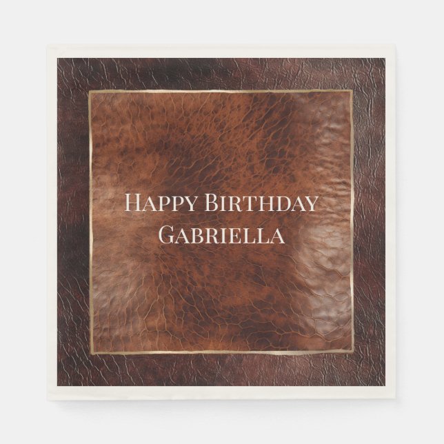 Västerländskt mörkt och varmt brunt läderutseende pappersservett (Framsidan)