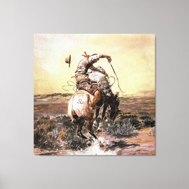 Västernkonst ”Slick Rider” av Charles M Russell Canvastryck (Framsida)