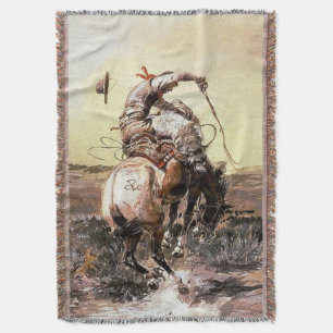 Västernkonst ”Slick Rider” av Charles M Russell Filt