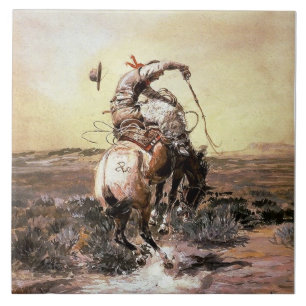 Västernkonst ”Slick Rider” av Charles M Russell Kakelplatta