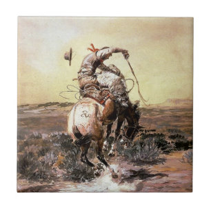 Västernkonst ”Slick Rider” av Charles M Russell Kakelplatta