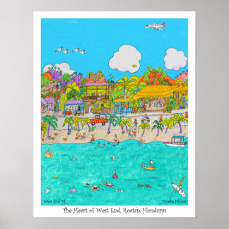 Västerns hjärta #3, Roatan, Honduras Poster