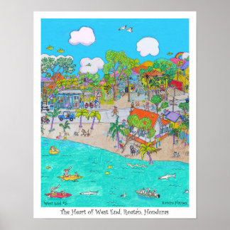 Västerns hjärta #5, Roatan, Honduras Poster